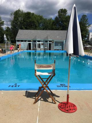Pool with lifeguard chair